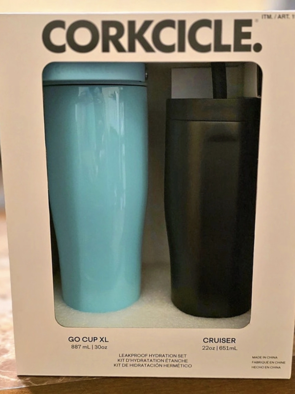 Corkcicle Leakproof 2-Pack Go Cup XL + Cruiser 2-Pack Black & Blue Drinkware NWT